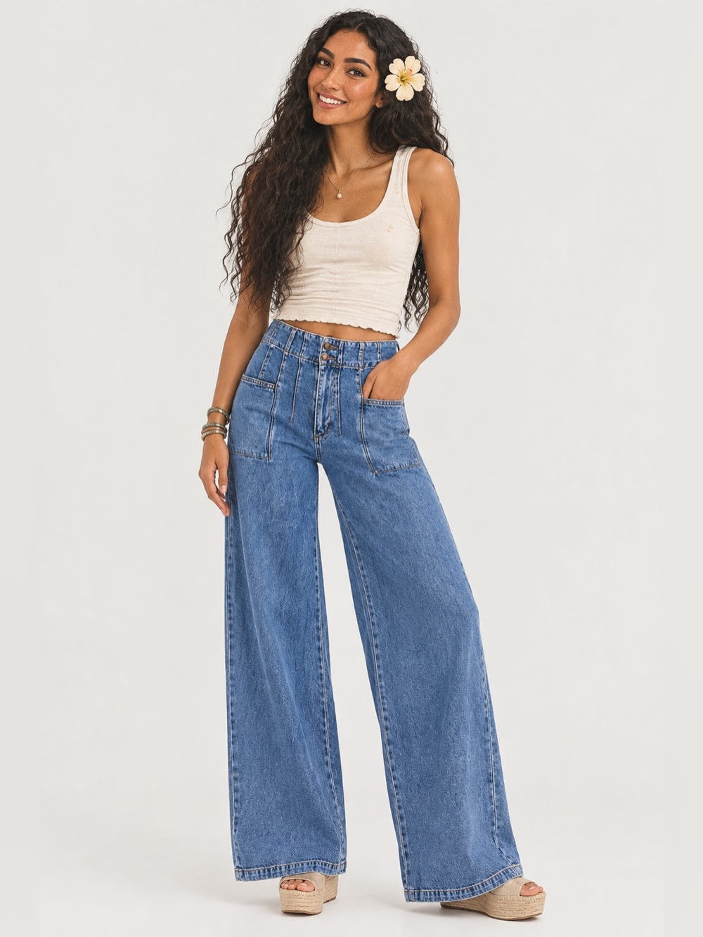 Free People High Rise Wide Leg Jean